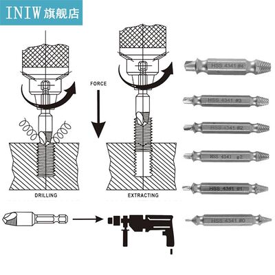 6PCS/Set HSS Damaged Screw Extract Or Broken Breakage Heads