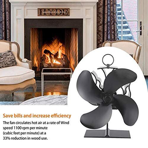 Hot Heat Powered Stove Fan 4 Blades Fireplace Silent Portabl