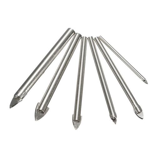 6Pcs Glass Drill Bit Set Carbide Stainless Steel Chromr 3mm