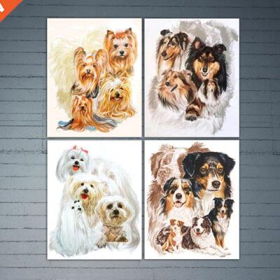 4 Pack Cute Dogs 5D  Damond Pantng Kts Full Drll Rh