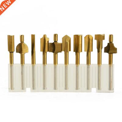 10pcs Set Box 3mm HSS Titanium Router Bits Wood Cutter Milli