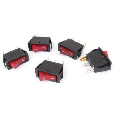 5pcs AC 250V/15A 3 Pins On-off Type SPST Boat Rocker Switch
