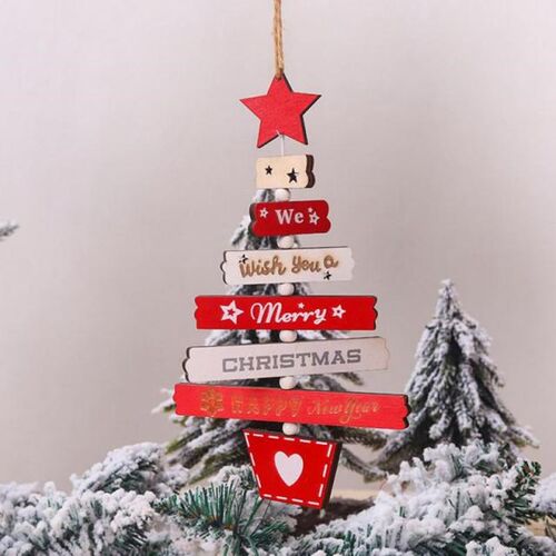 2022 Christmas Tree Wooden Pendant Bell Decoration Pendants