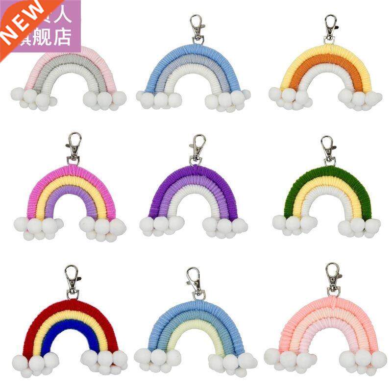 Hnde Weving Rinbow Ornment Keychin Hir Bll Kids Ro