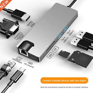 8 in 1 USB C Hub Type C to Multi 2 USB 3.0 4K HDMI VGA Gigab