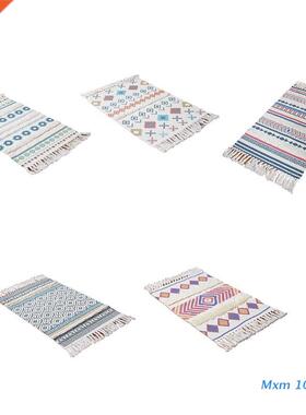 Bohemian Woven Cotton Carpet Rug Bedside Rugs Geometric Floo