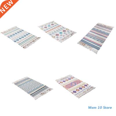 Bohemian Woven Cotton Carpet Rug Bedside Rugs Geometric Floo