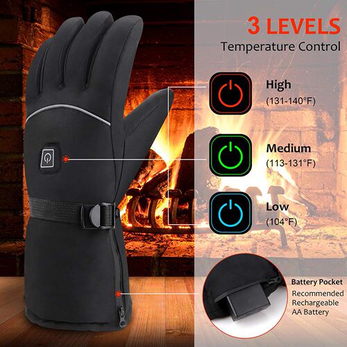 3 Levers Electric Heated Gloves Waterproof Windproof Touch