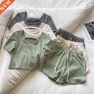 Summer Women Solid Color Yoga Suit Fitness Sportswear Workou