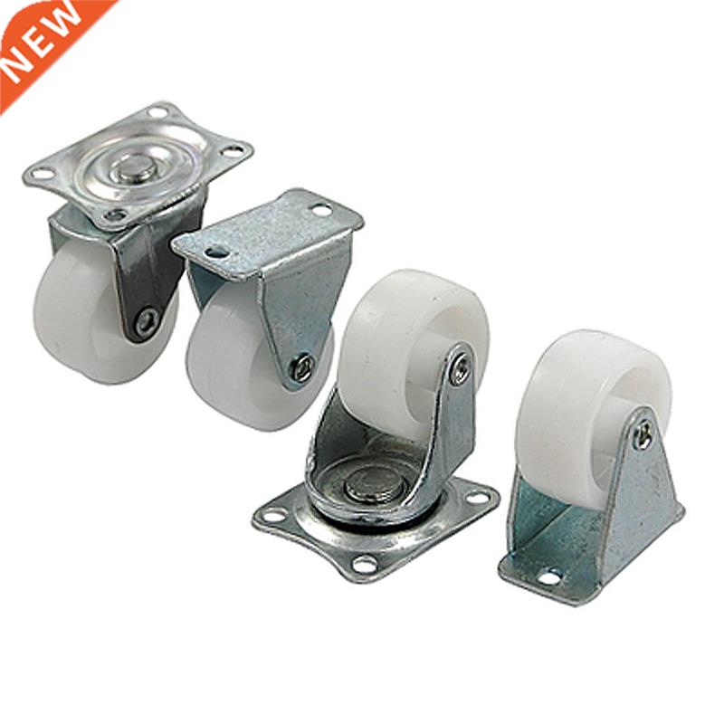 4 PCS White Fixed Top Plate Swivel Castor + Swivel Caster