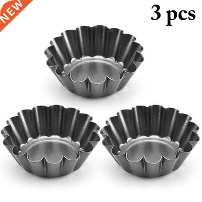 3pcs Nonstick Ripple Iron Spray Paint Egg Tart Mold Flower