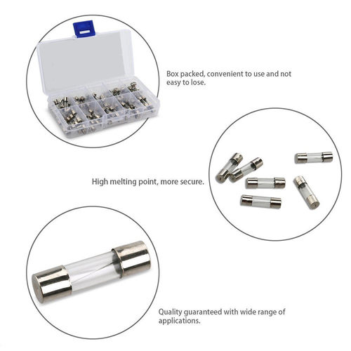 100pcs Blow Glass Tube Fuses Set Glass Fuse With Box 0.25/0.