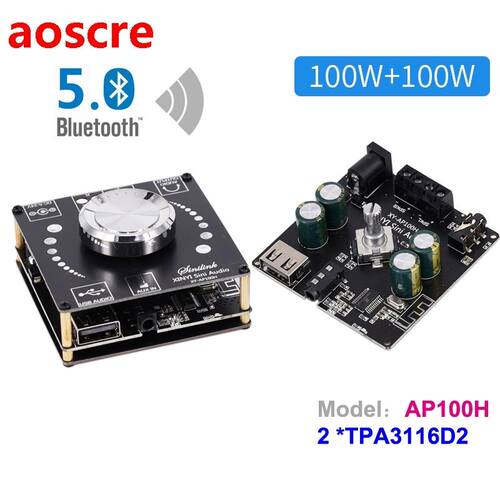 2*100W TPA116D2 Bluetooth 5.0 HiFi Stereo Audio Power Ampli