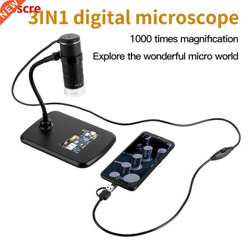 3-in-1 Digital Microscope 1000X Magnification HD 1080P Mobil