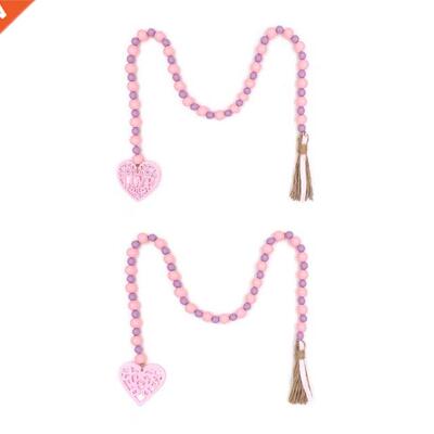 Exquisite Valentine Beads Garlands Ornaments Wooden Heart Em