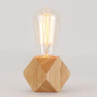 Modern table lamp E27 Wooden desk lamp Diamond bedside lamp