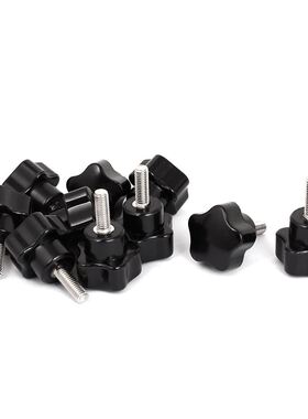 10x Black M5x15mm Male Thread Screw Star Head Cap Clamping K