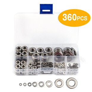 360pcs 8 Sizes Stainless Steel Flat Washers Assortment Set K