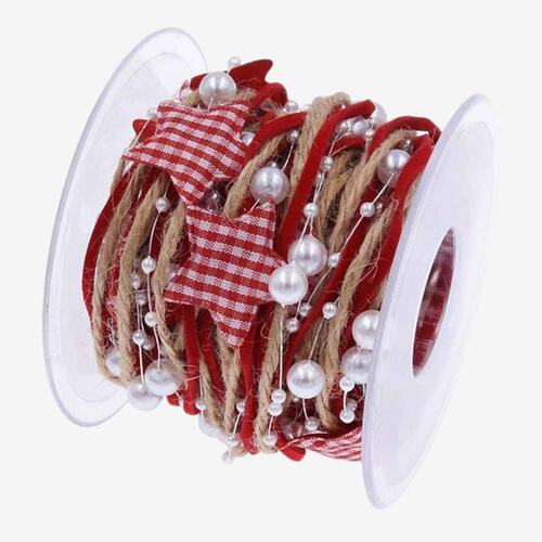 Merry Christmas Printed Ribbon Decor Star Chain Xmas Tree Tr