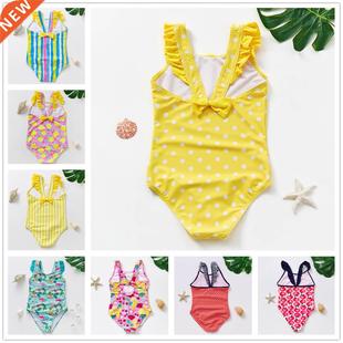 1~12Y Girls Swimsuit one piece Girls Swimwear Ruffle style C