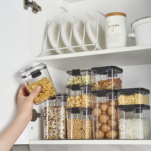 Plastic Kitchen Transparent Storage Box Sealed Jar Grains Be