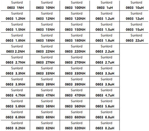 0603 SMD Multilayer Inductor Sample Book 1nH~22uH 52Valuesx2