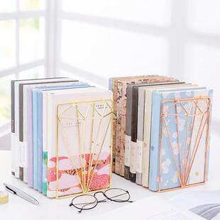 2PCS 3D Geometric Metal Bookends Iron Storage Stand Diamond