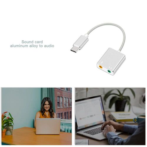 USB Sound Card Aluminum Alloy Type-C To Audio Microphone Two