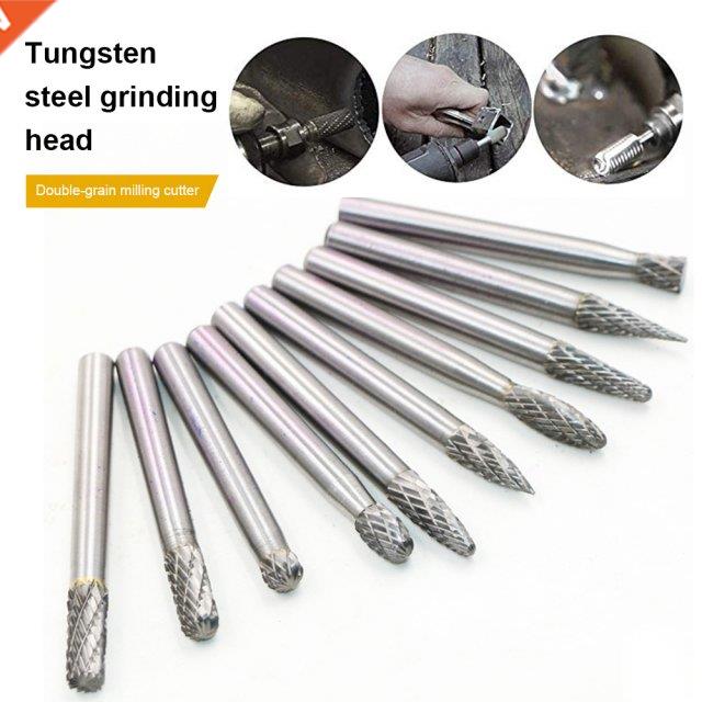10PCS Tungsten Steel Rotary ur Set Doule Cut Solid Caride