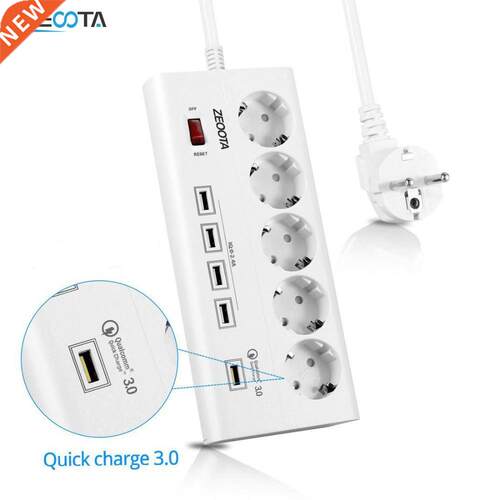 Power Strip 5 E Outlets Socket with SB QC 3.0 Quick Charge