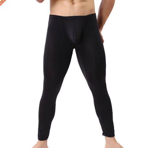 Men's Sleep Pants Brand Mesh Ice Silk See Through Man Po