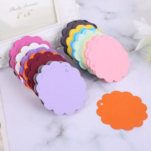 200pcs Wavy Circle Kraft Paper Blank Gift Tags Hang Label Pr