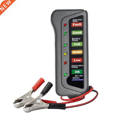 12V Auto Digital Battery Tester Alternator 6 LED Light Car