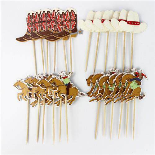 24pcs/set West Cowboy Cupcake Topper Happy Birtay Party Chil