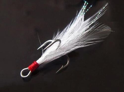 20PCS Three Hook Fish Fly Lure Bulk Feather Treble Hooks Bai