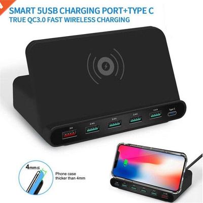 Wireless Charger 6 USB Charger Quick Charge Stand Holder For