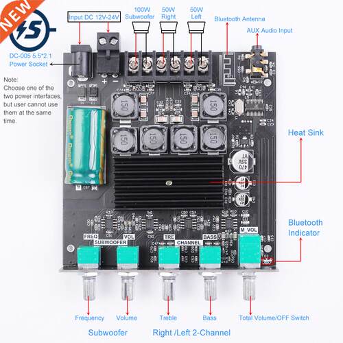 TPA3116D2 2.1 Bluetooth Amplifier Audio Stereo Module 50W+50