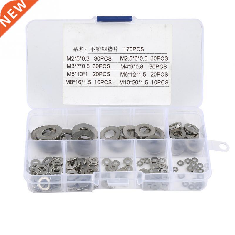 170Pcs Flat Washer Assortment Set with Box M2M2.5M3M4M5M6M8M