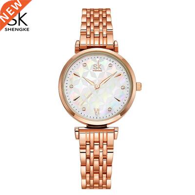 Shengke Brand Luxury Bracelet Women Watch Rosegold Wristwat