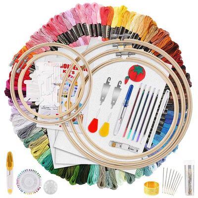 205Pcs Embroidery Starter Kit, 100 Colors of Thre, 40 Sewi