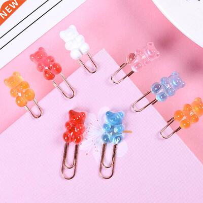 2pcs/lot Kawaii Rainbow Bear Paper Clip Decorative Bookmark
