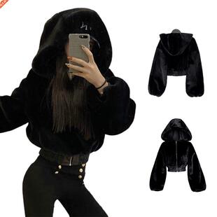 Autumn Winter Faux Rabbit Fur Bomber Teddy Coat Zipper Setwe