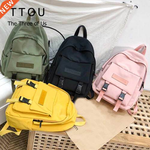 Fashion Solid Color Backpack Larger Capacity Design Laptop