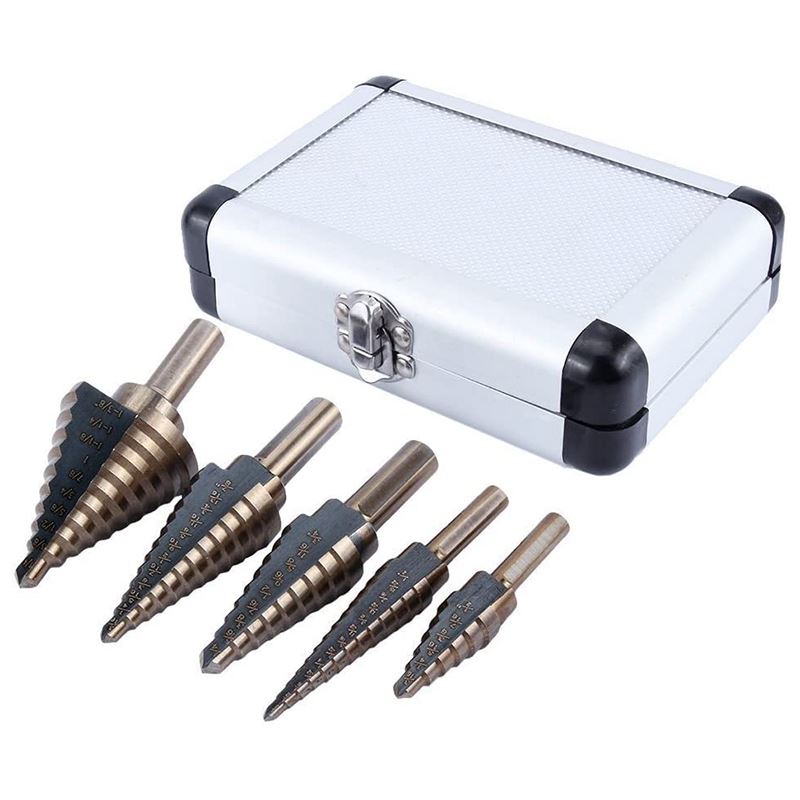 5 PCS Step Cone Drill Titanium Plated High Speed Steel Drill