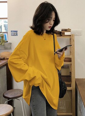 spring autumn Solid Simple oversized tshirt harajuku long T