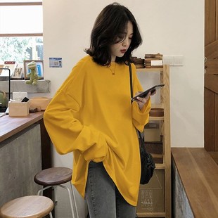 spring autumn Solid Simple oversized tshirt harajuku long T
