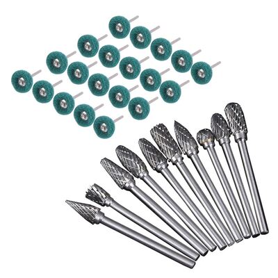20 Pcs Fine Abrasive Wheels Brushes Kit with Double Cut Carb