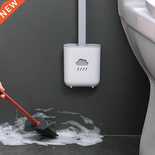 Silicone Toilet Brush Wc Gap Brush with Holder Flat Head So