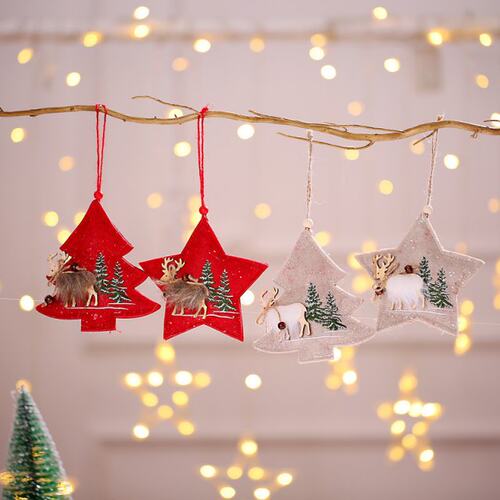 1PC Christmas Tree Pentagram Decoration Xmas Hanging Glitter