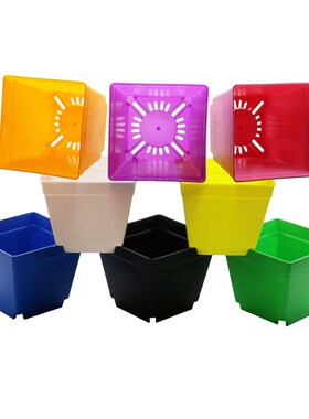 Flower Pot Square Plastic Planter Nursery Garden Desk Home D